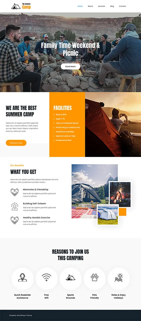 free kids camp WordPress theme