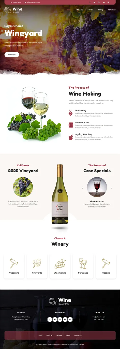 SKT Winery Lite - free liquor store WordPress theme