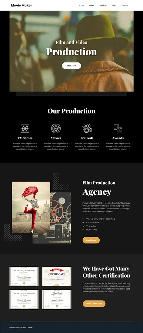 free movie studio WordPress theme