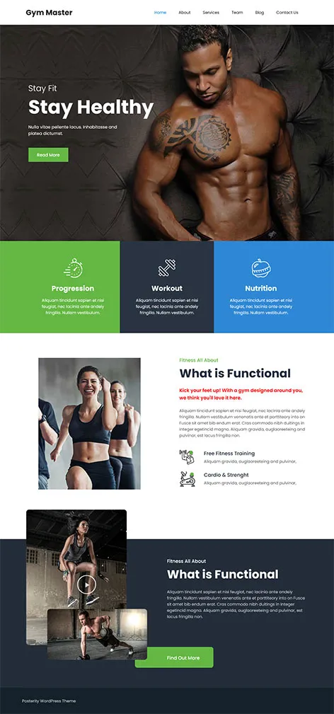 free physical fitness WordPress theme