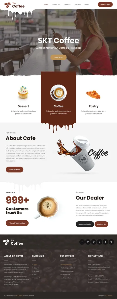 free responsive cafe and coffee WordPress theme