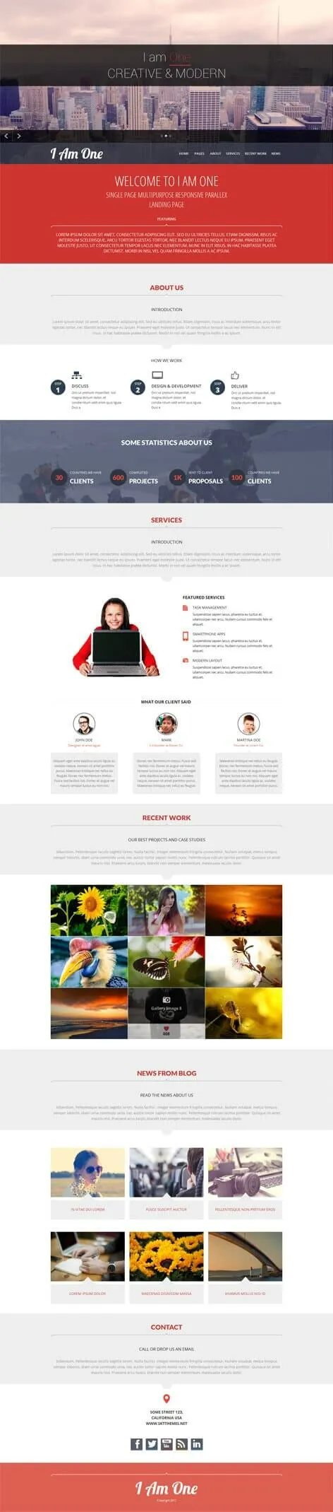 I Am One - free single page WordPress theme