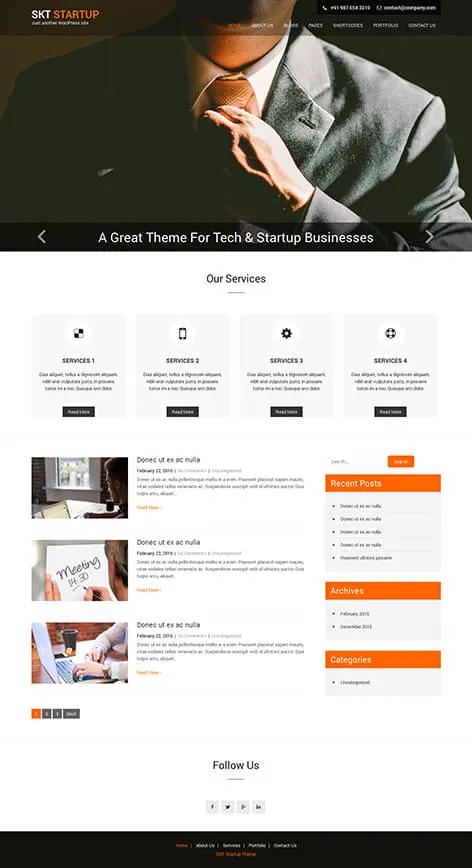 free startup WordPress theme