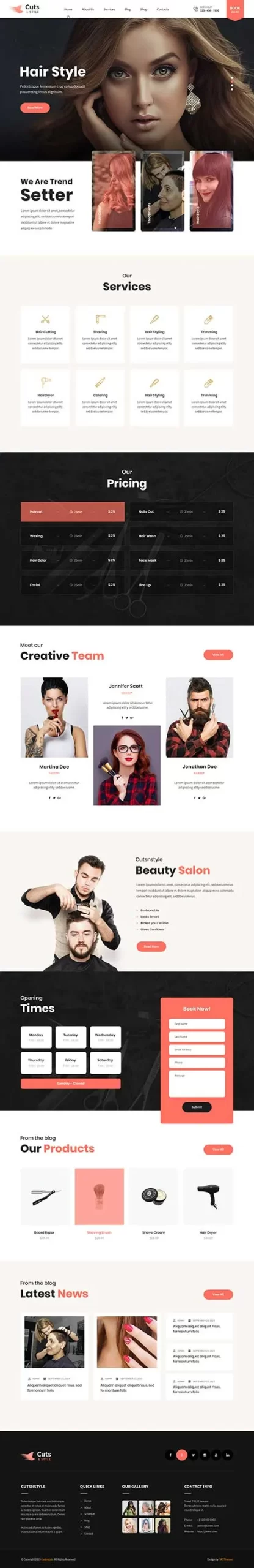 responsive hair salon WordPress theme