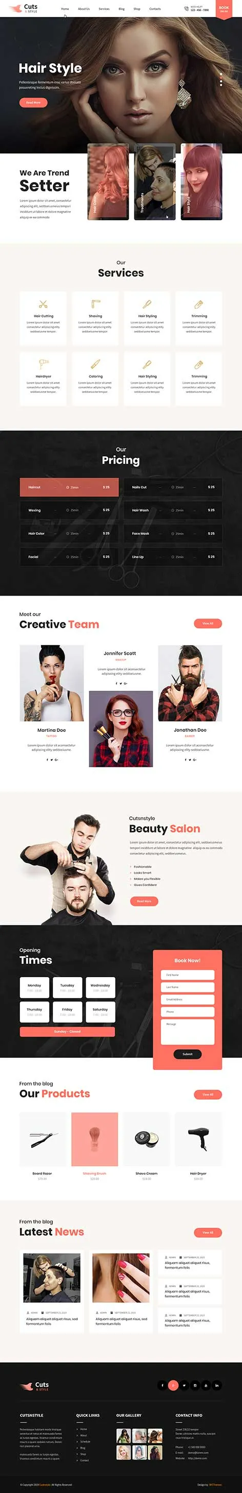CutsNStyle - Responsive hair Salon WordPress Theme for spa salon | SKT