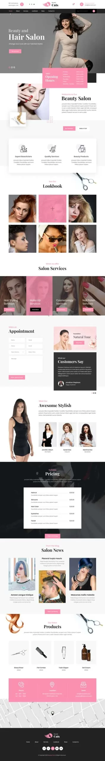 hair salon and hairstyle WordPress theme