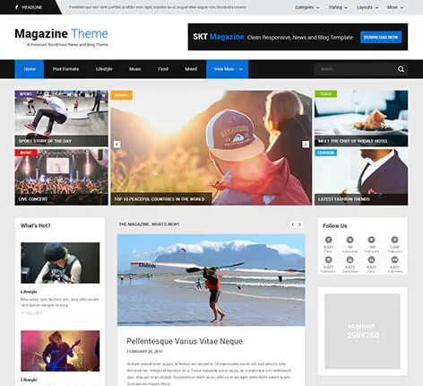 SKT Magazine Pro - responsive magazine WordPress theme