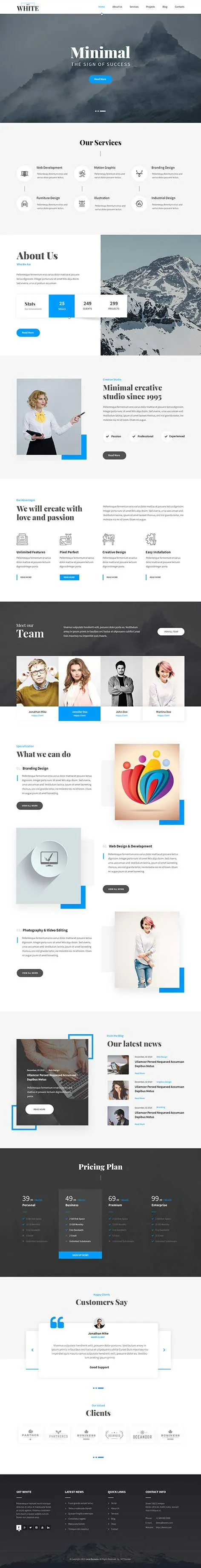 responsive white WordPress theme