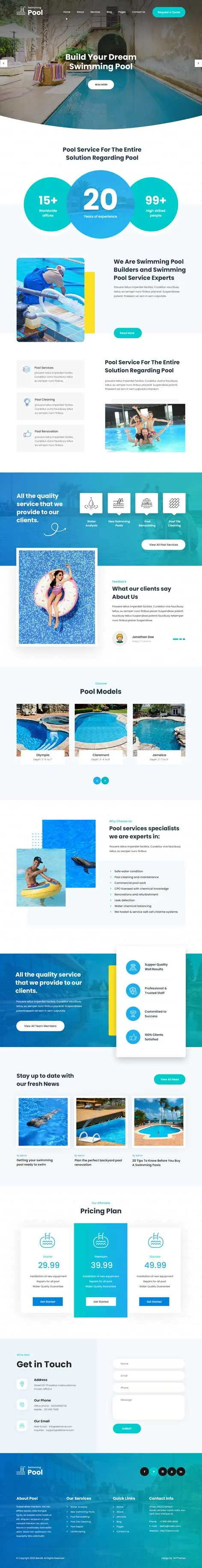 swimming pool WordPress theme