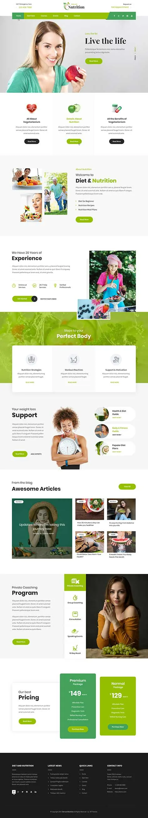 diet nutrition WordPress theme