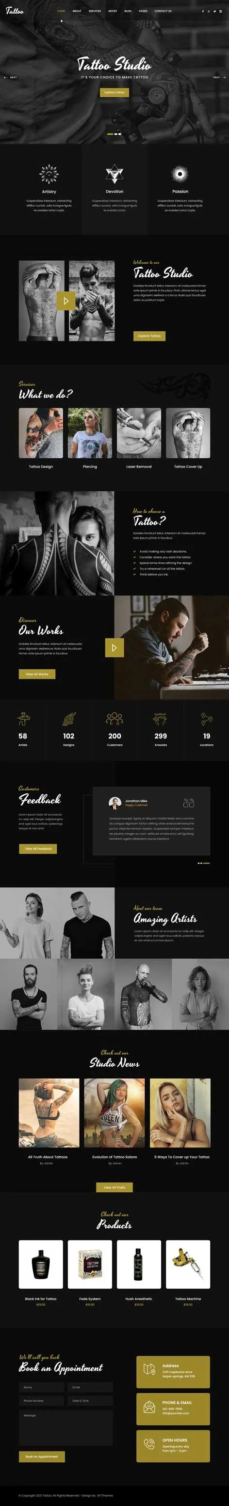 SKT Tattoo - Tattoo Studio WordPress theme