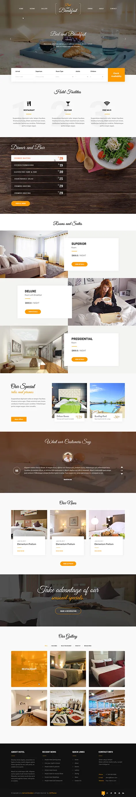 bed and breakfast WordPress theme