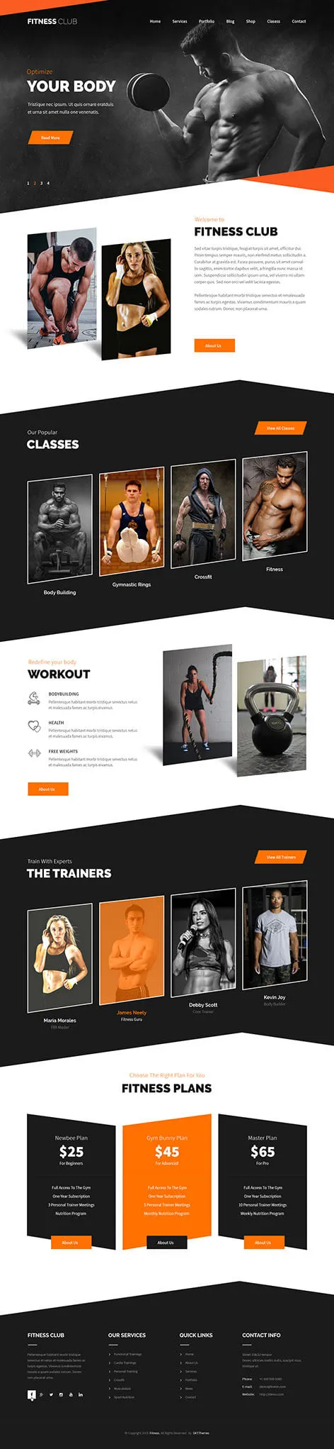 fitness center WordPress theme