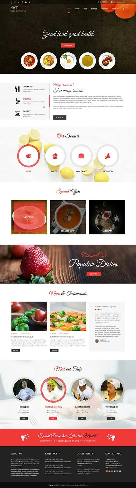 food and recipes WordPress theme