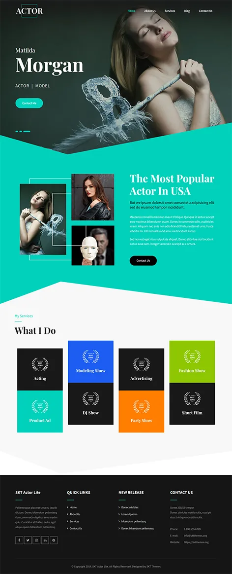 SKT Actor Lite - free Celebrity WordPress theme