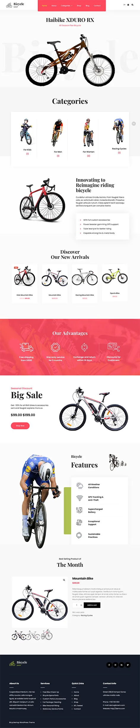 Bicycle Shop - Free Cycling Club WordPress Theme