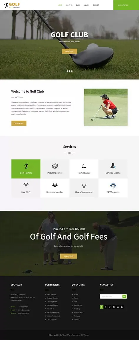 free golf WordPress theme