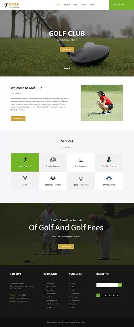 SKT Golf Lite - free golf WordPress theme