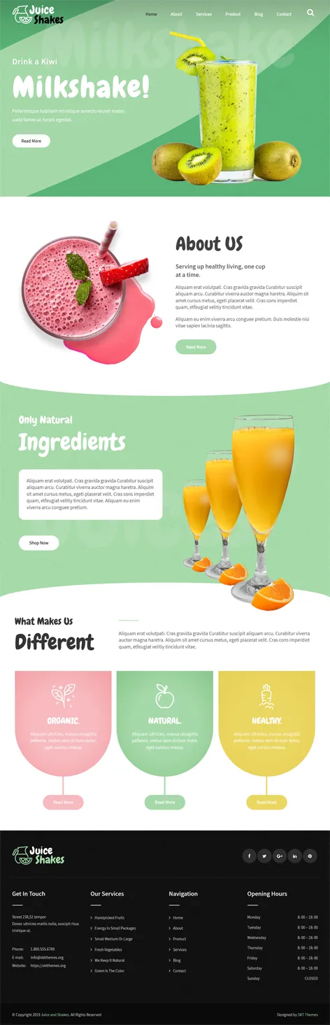 Juice and Shakes Lite - Free Smoothie WordPress Theme