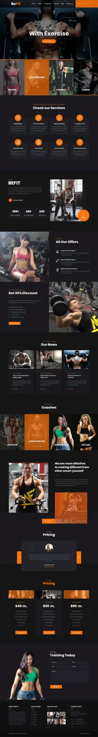 personal trainer WordPress theme