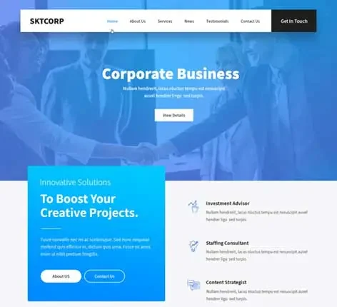 SKT Corp Pro - Holding Company WordPress theme
