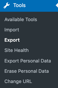 Navigating to Export Tool