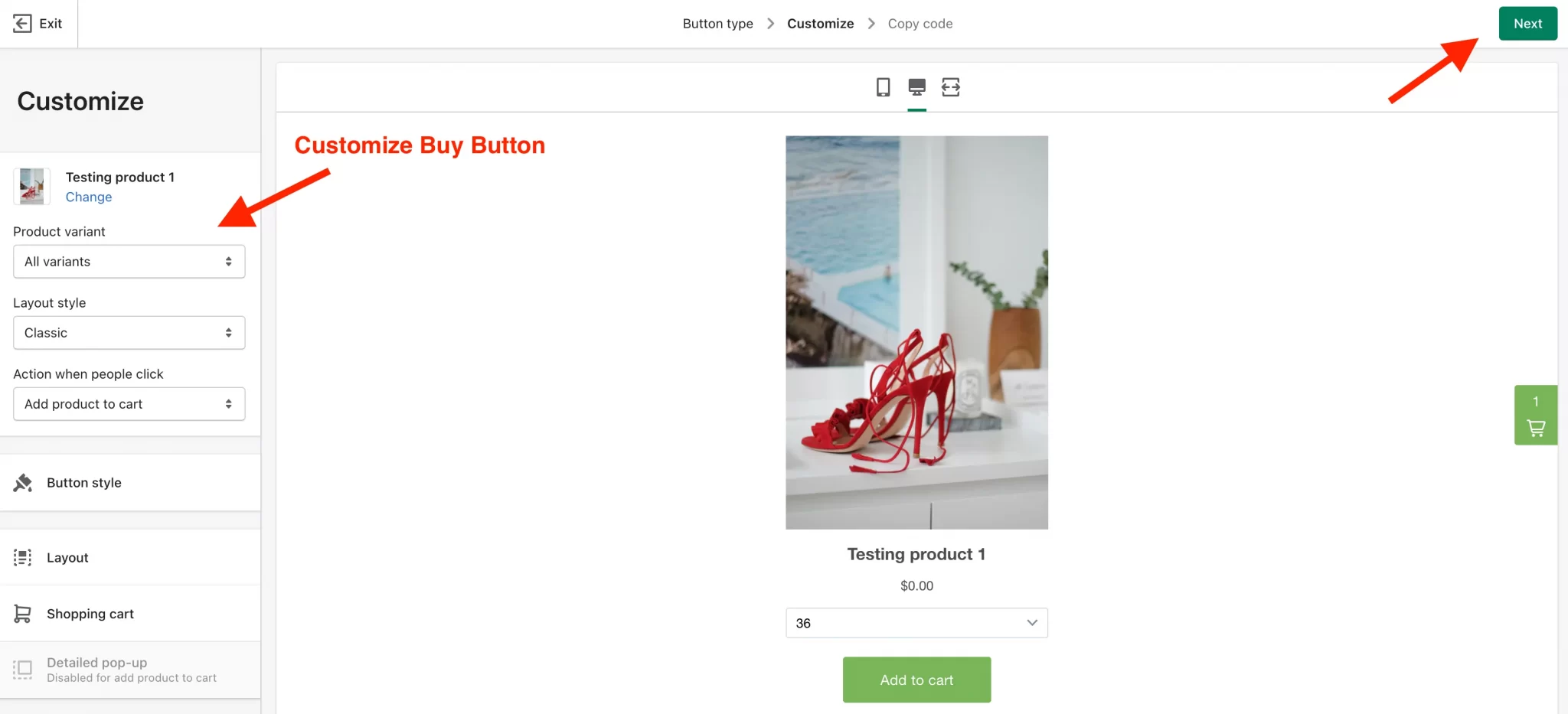 Customize Shopify Buy Button
