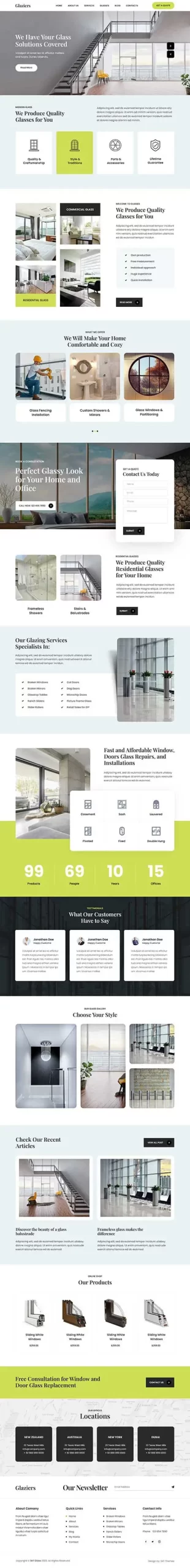 glass company WordPress theme