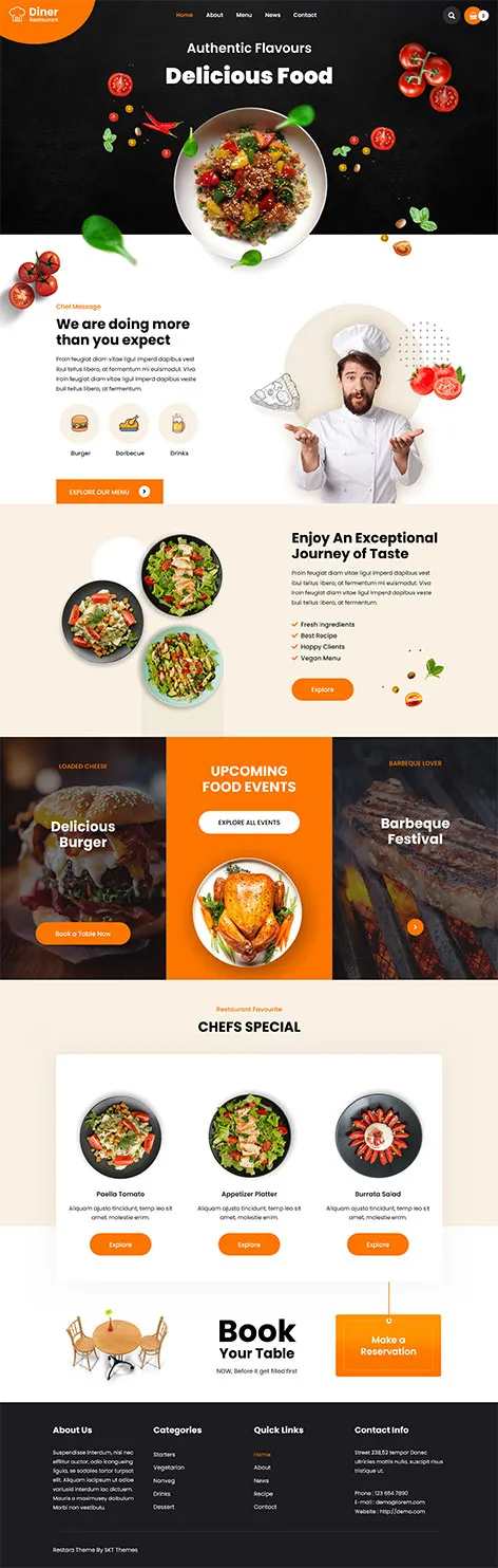 SKT Restara - Free Cafe Restaurant WordPress Theme