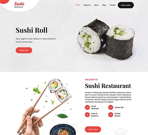SKT Sushi - Free Asian restaurant WordPress theme