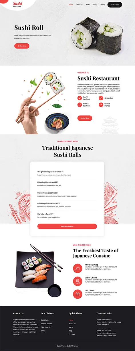 free asian restaurant WordPress theme