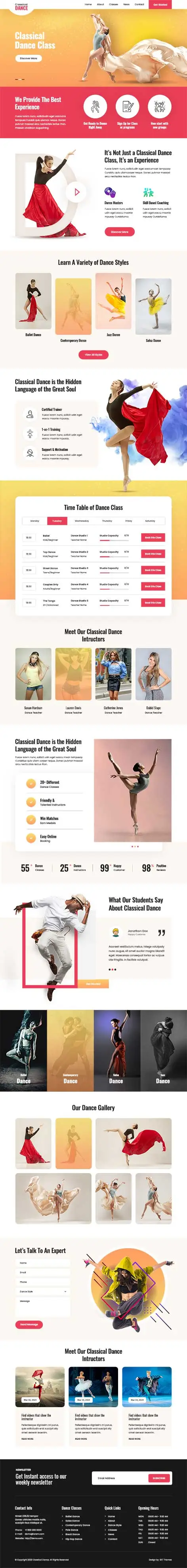 dance academy WordPress theme