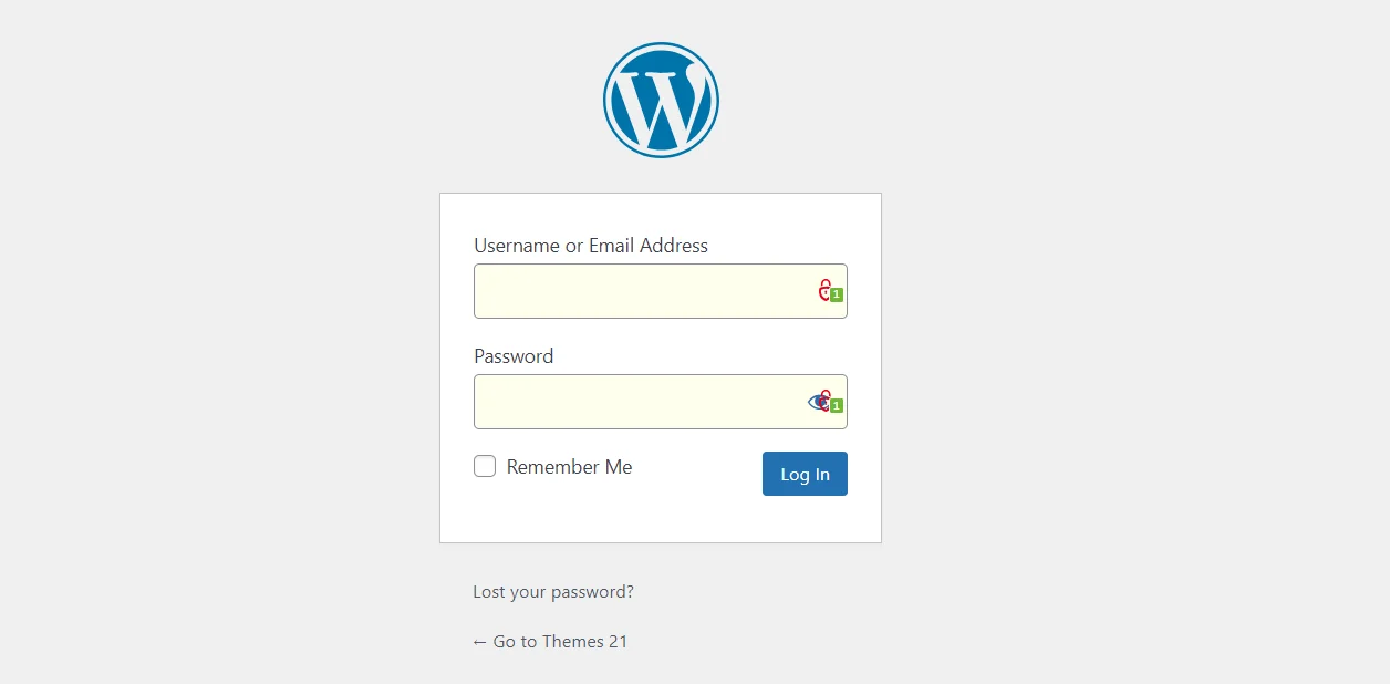 WordPress login page