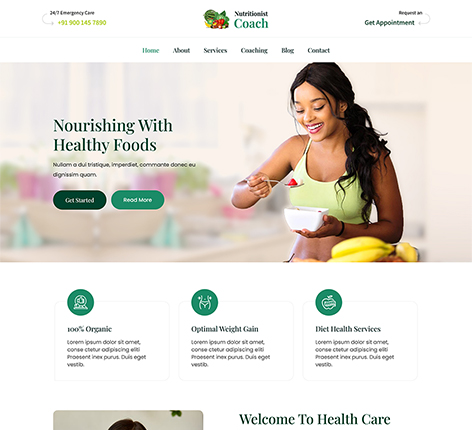 Nutritionist coach WordPress theme |Writers WordPress Theme