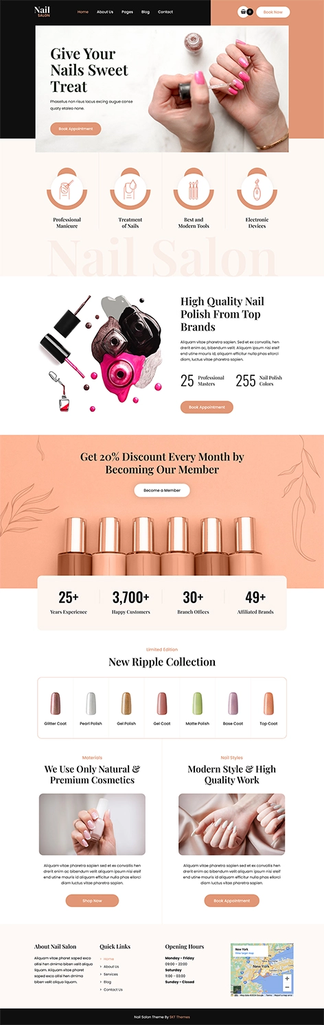 Nail Salon Lite - Free nail Salon art WordPress theme