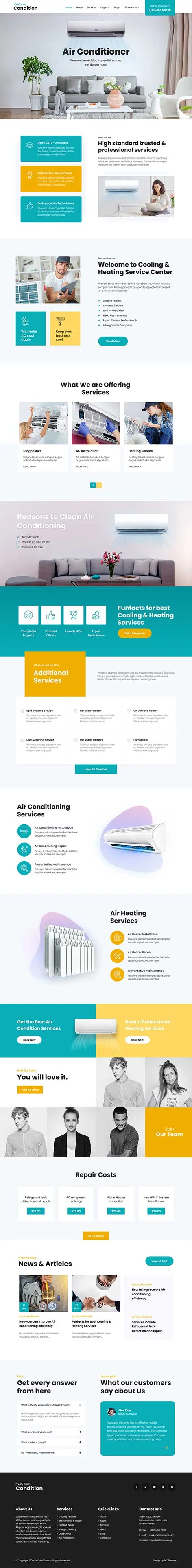 AC Repair WordPress Theme designed for HVAC services and air conditioning businesses