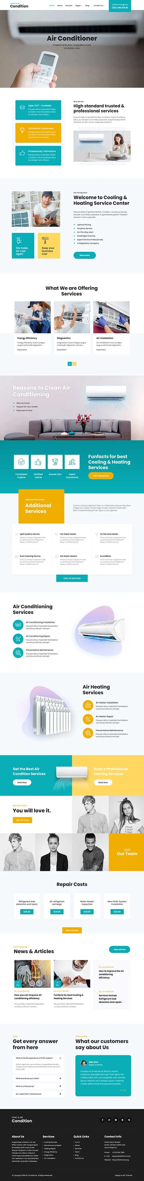 Air Conditioning WordPress Theme for HVAC Businesses