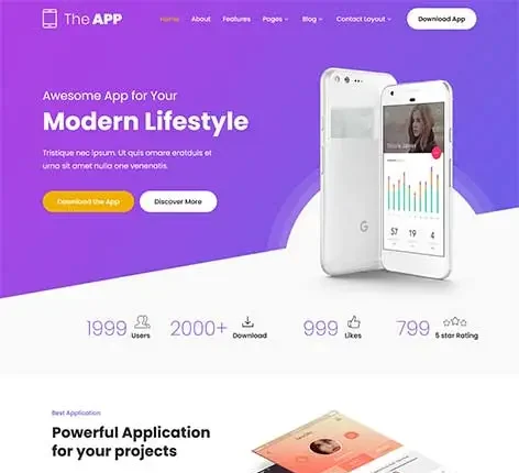 App Developer WordPress Theme for showcasing mobile and web apps