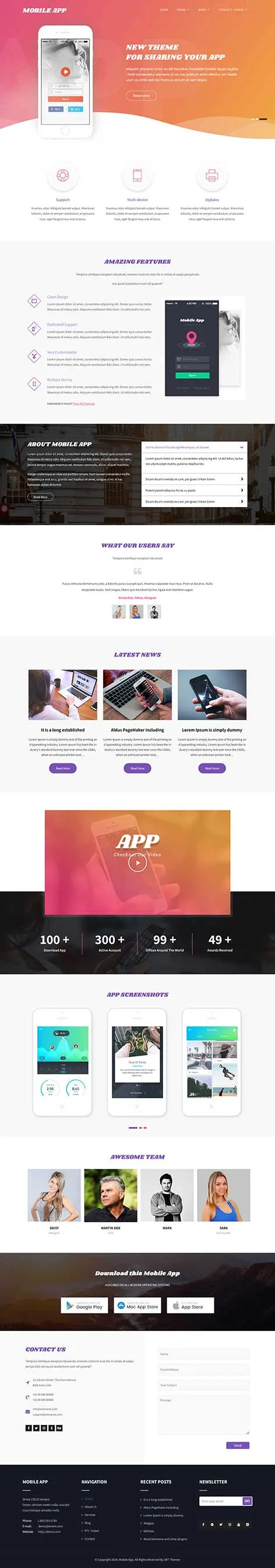 App Showcase WordPress Theme for Mobile and SaaS Applications