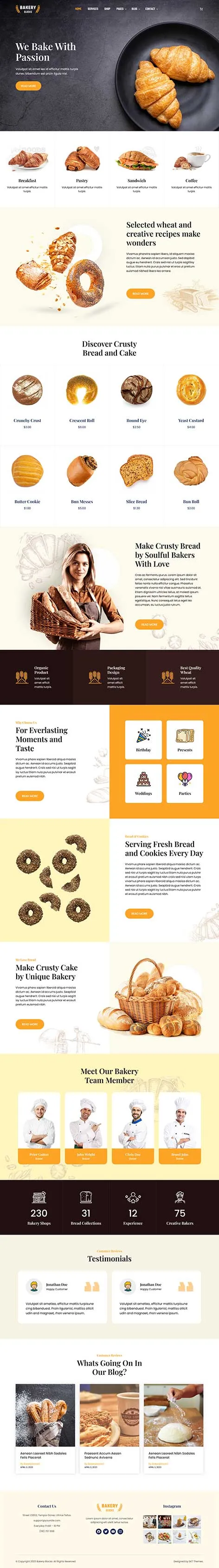 Bakery Template WordPress Theme for Bakeries and Cake Shops
