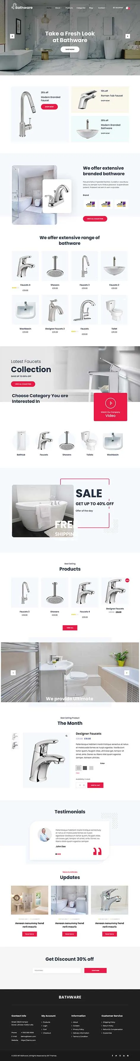Bathroom Website Template for Sanitary Ware Businesses
