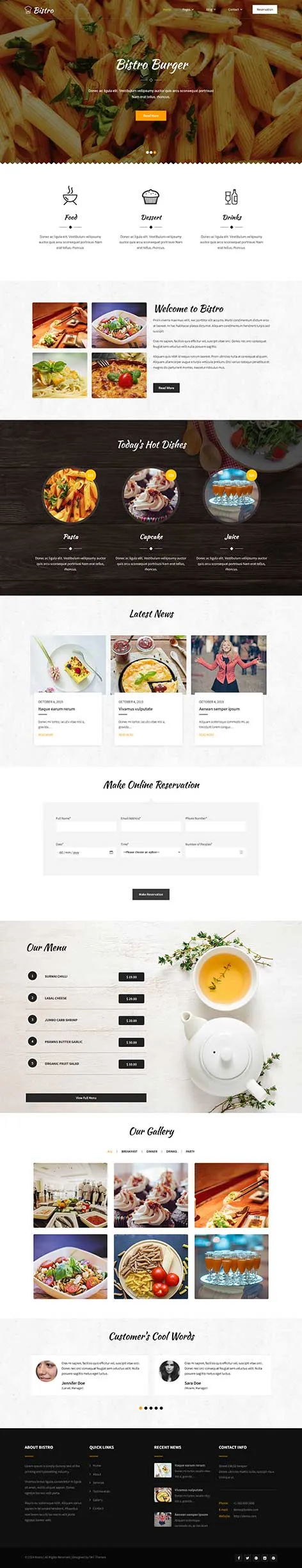 Bistro WordPress Theme for Cafes and Small Restaurants