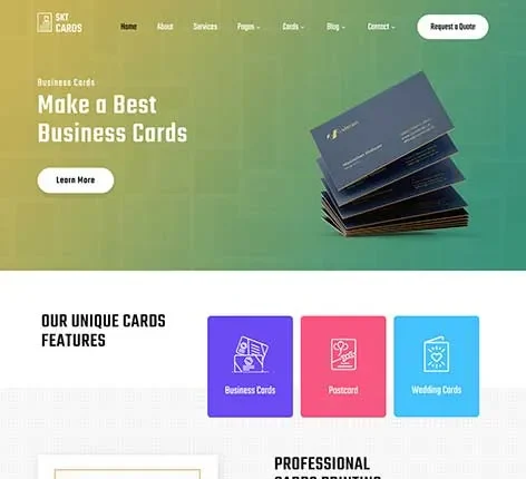 Modern and professional Business Card WordPress Theme design for personal branding websites
