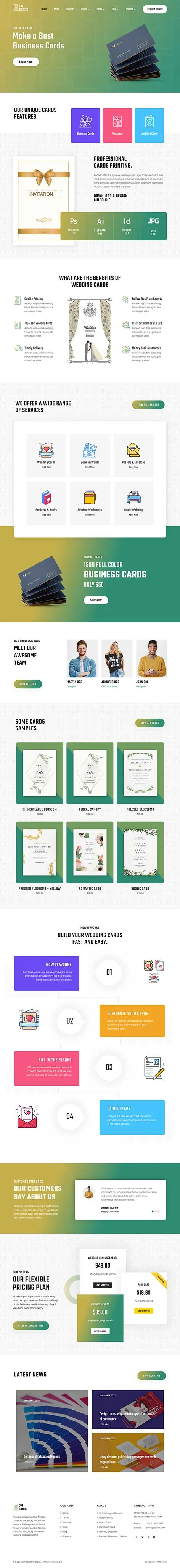 Modern and professional Business Card WordPress Theme design for personal branding websites