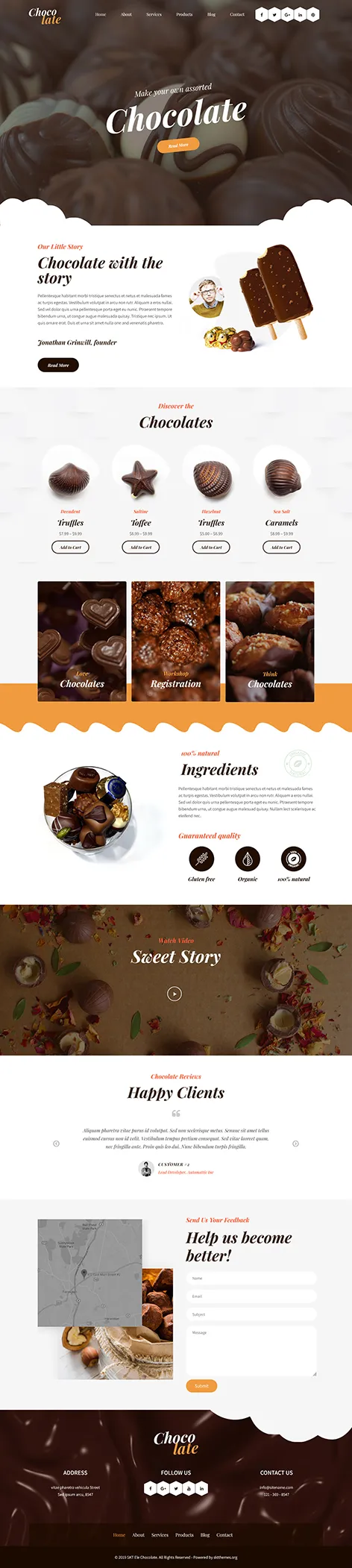 Chocolate Website Template by SKT Themes â€“ Product for Chocolate Stores