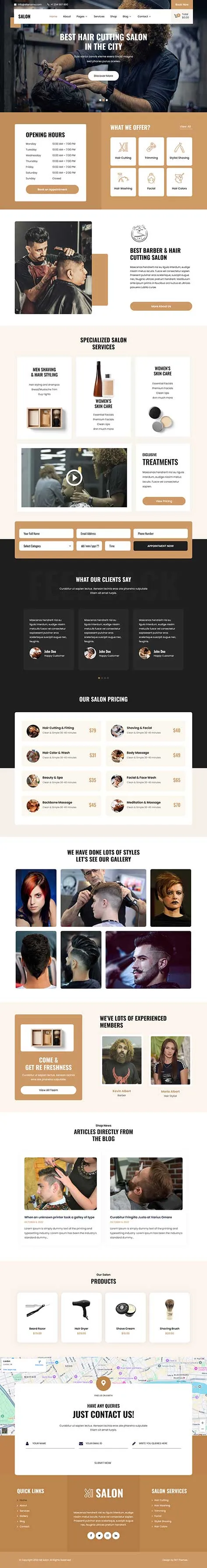 Coiffure WordPress Theme for hair salons and stylists