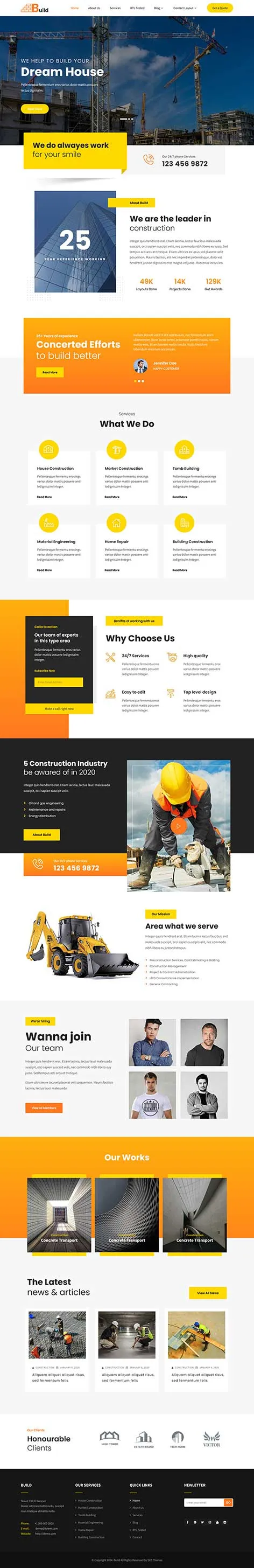 Construction Website Theme for Builders and Contractors