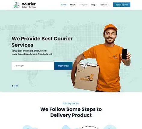 Courier Delivery WordPress Theme for logistics and parcel tracking services