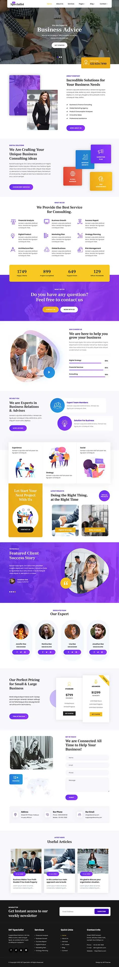Creative website template for portfolios by SKT Themes