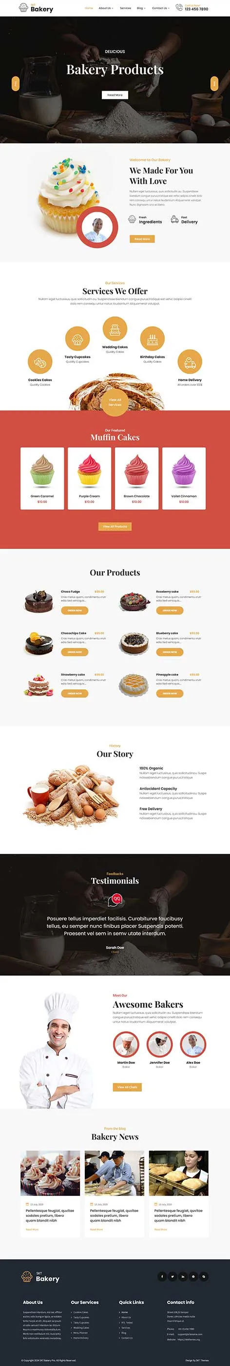 CupCake WordPress Theme for bakeries and dessert stores